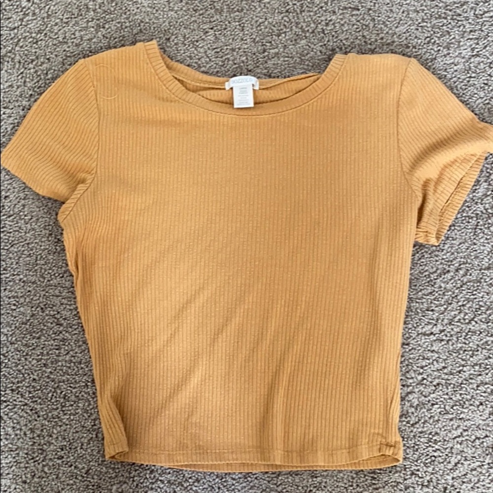 mustard yellow ribbed crop top